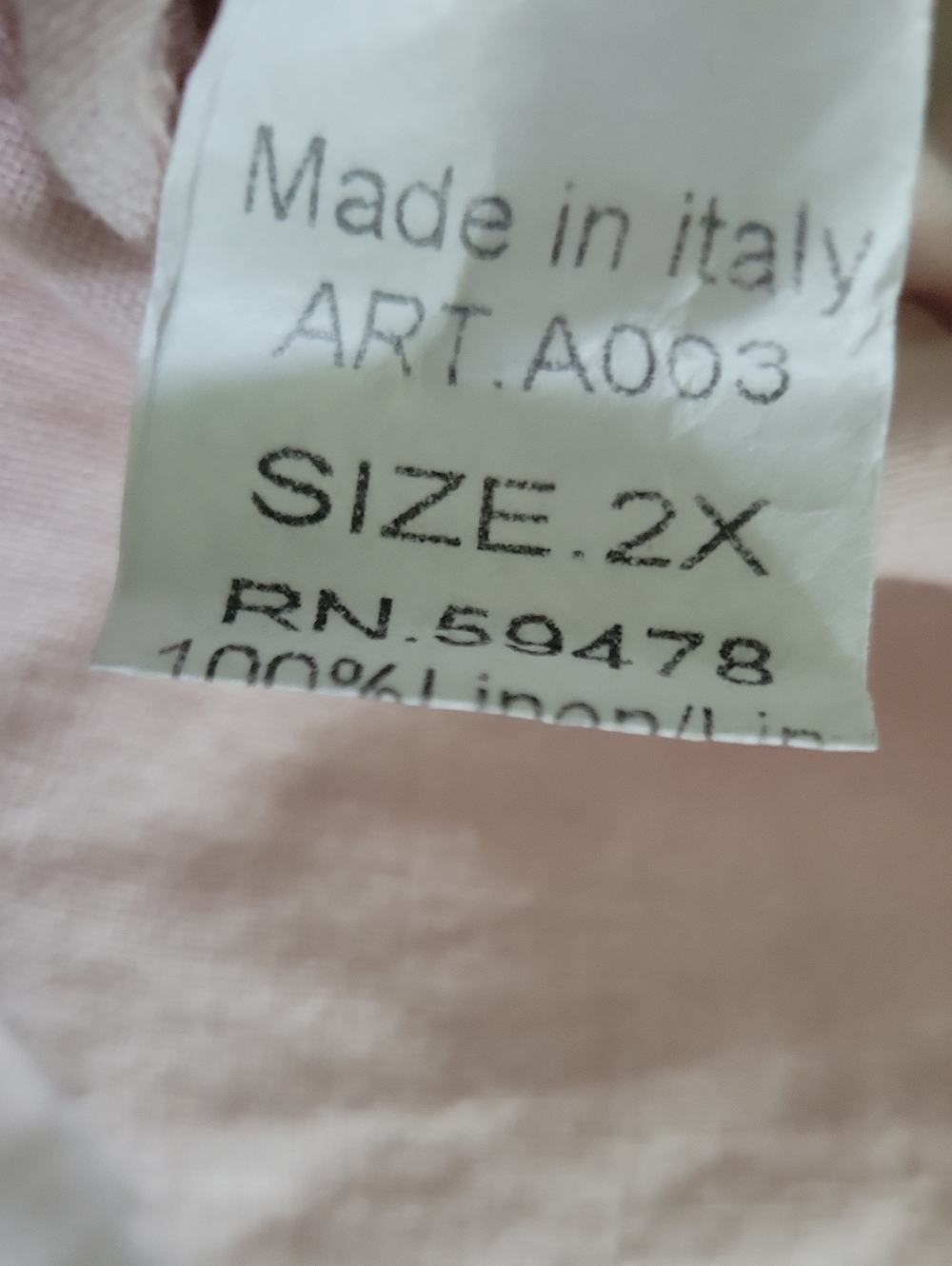 Lungo L'Arbo Pastel Pink Linen Lagenlook Tunic with Front Pockets - Picture 7 of 7